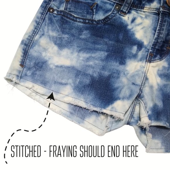 Lauren Conrad Denim Cutoffs sz 0 Jean Shorts Tie Dye 2" upcycled bleach - Picture 2 of 4